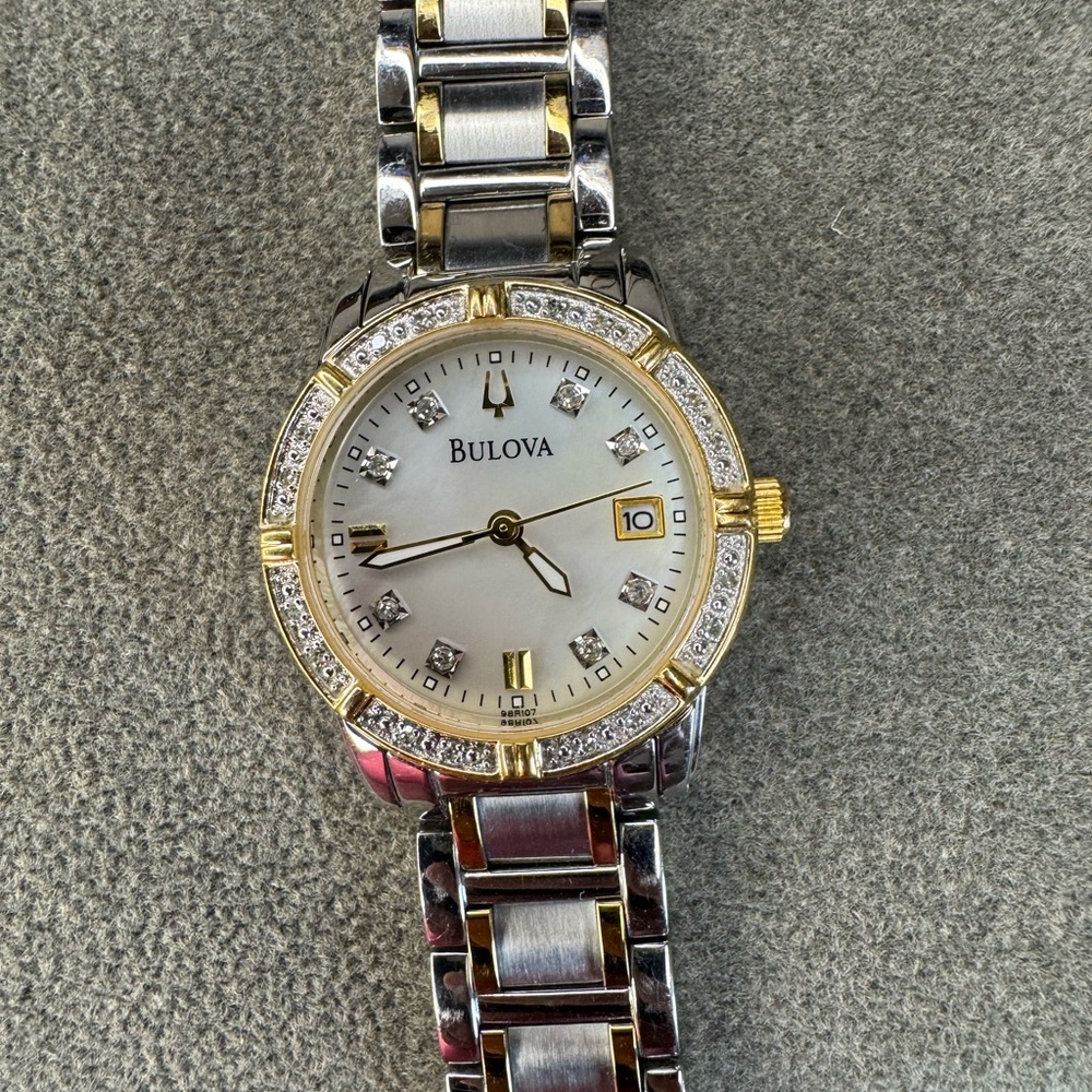 Bulova Two-Tone Gold and Silver Women's Diamond Accent Watch